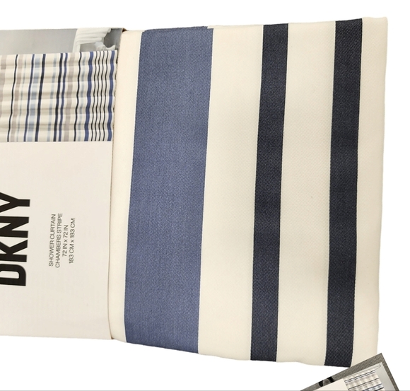 Dkny Shower Curtain Beach Blue White Chambers Striped - Picture 3 of 3